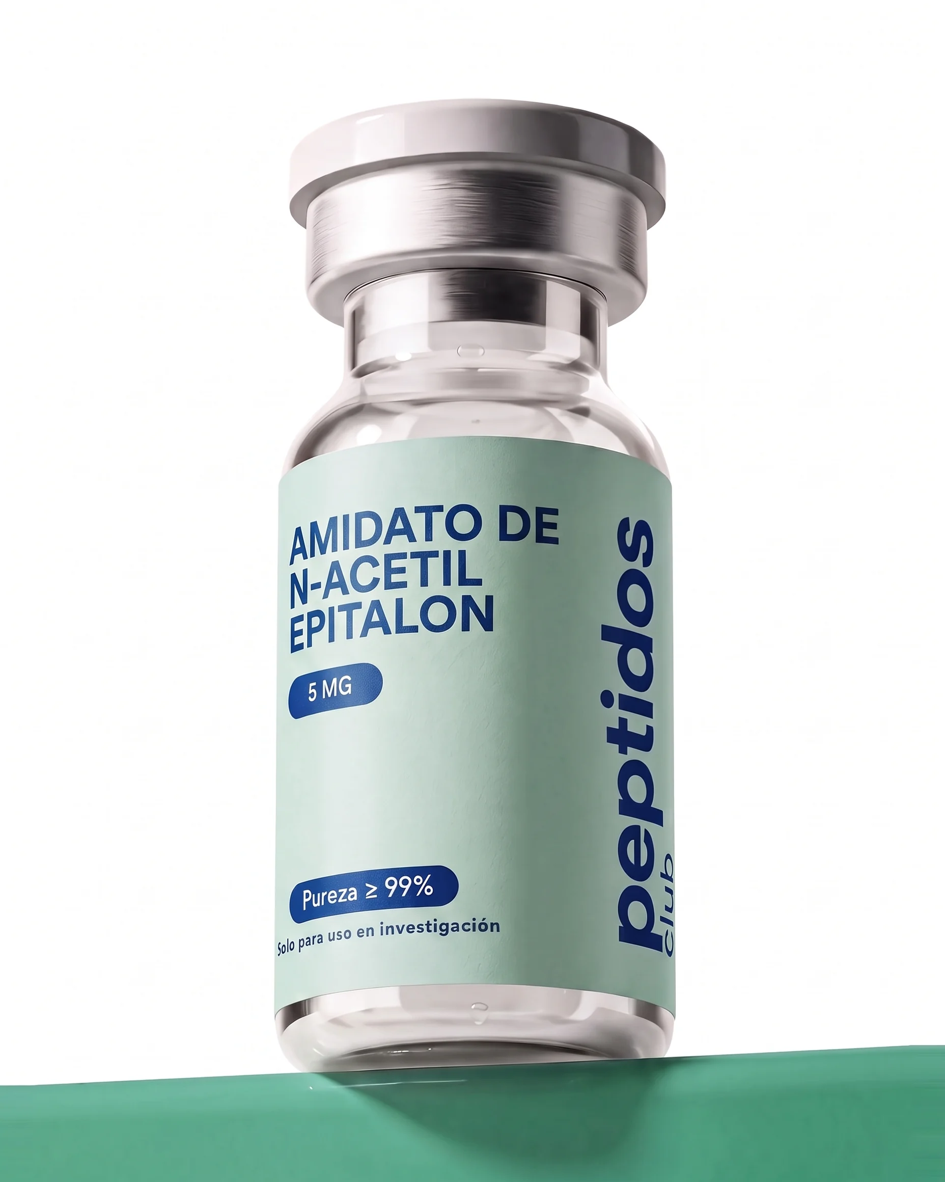 Vial de Amidato de N-Acetil Epitalon, péptido de investigación con pureza ≥99% HPLC — Peptidos Club